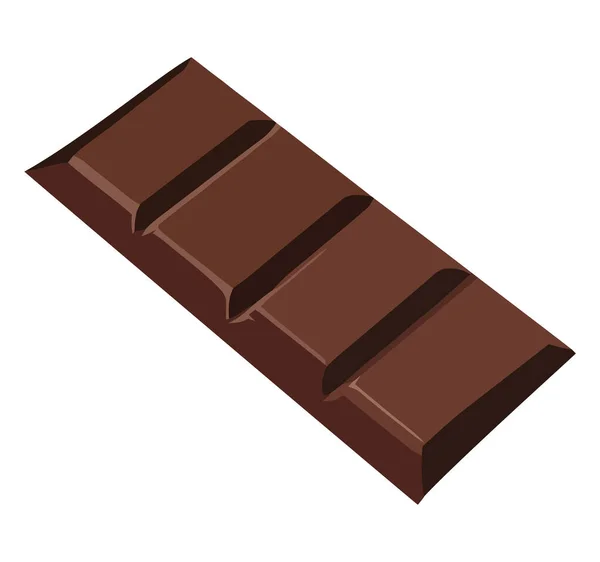 Barra Chocolate Negro Roto Blanco Sobre Blanco — Vector de stock