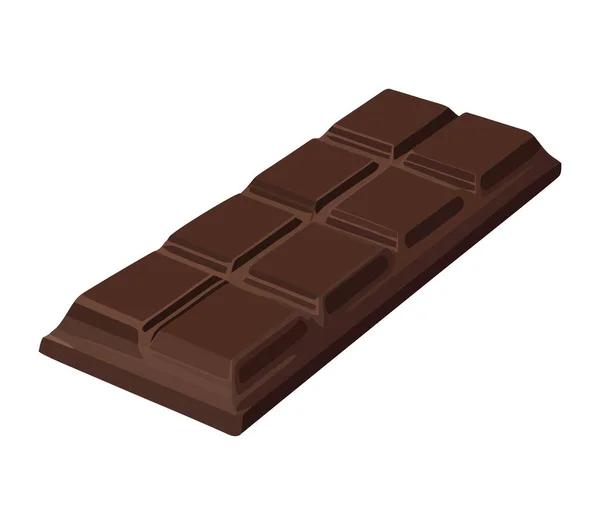 Barre Chocolat Noir Pour Dessert Sur Blanc — Image vectorielle