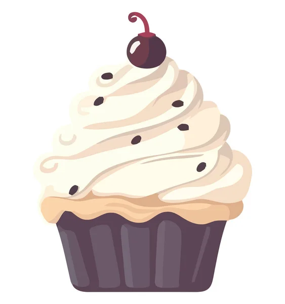Doces Cupcakes Assados Com Amor Sobre Branco — Vetor de Stock