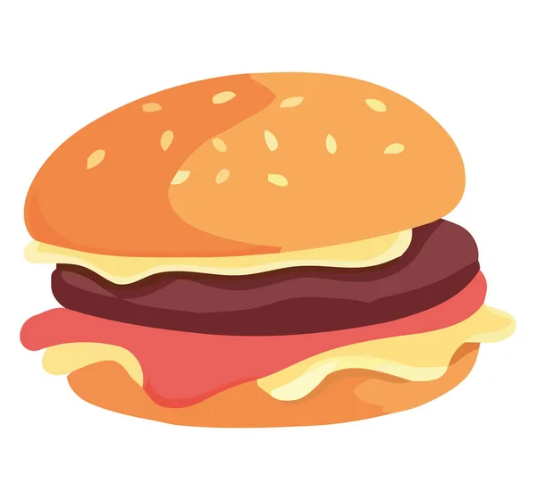 Изысканный Чизбургер Жареным Мясом Поверх Белого — стоковый вектор