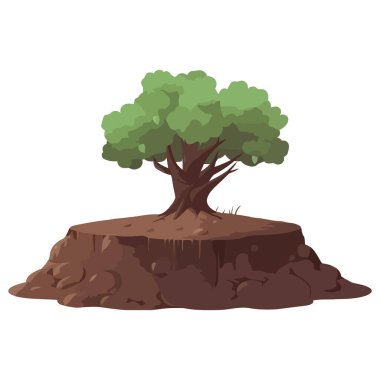 Beyaz üzerinde bir ağaç olan dağ