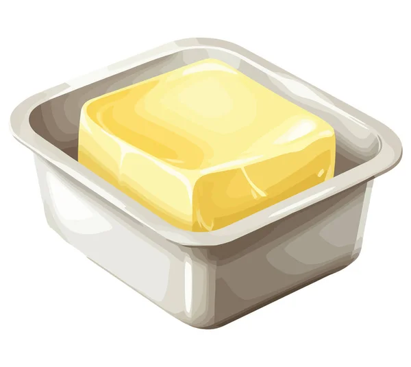 Butter Block Illustrationsvektor Über Weiß — Stockvektor