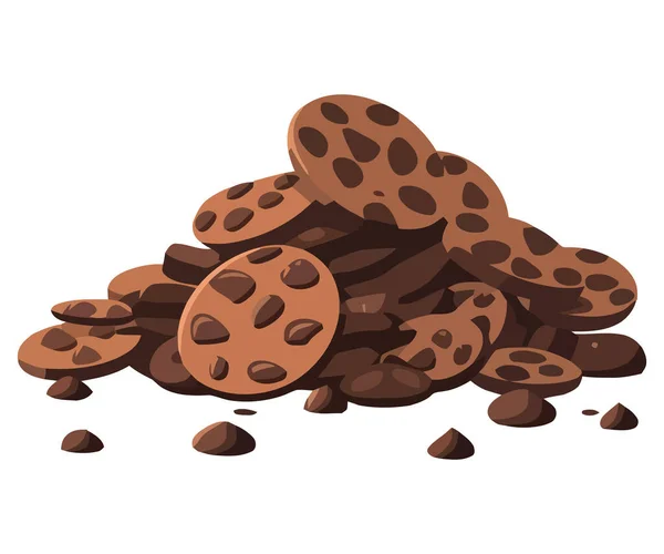 Biscuits Chocolat Gourmands Sur Blanc — Image vectorielle