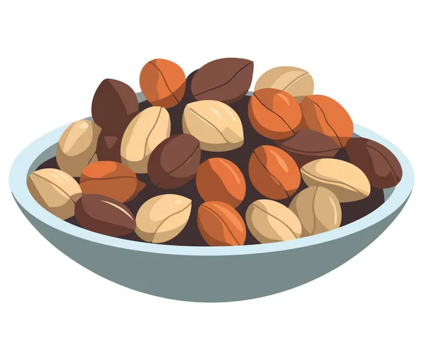 Mangkuk Kacang Sehat Atas Putih - Stok Vektor