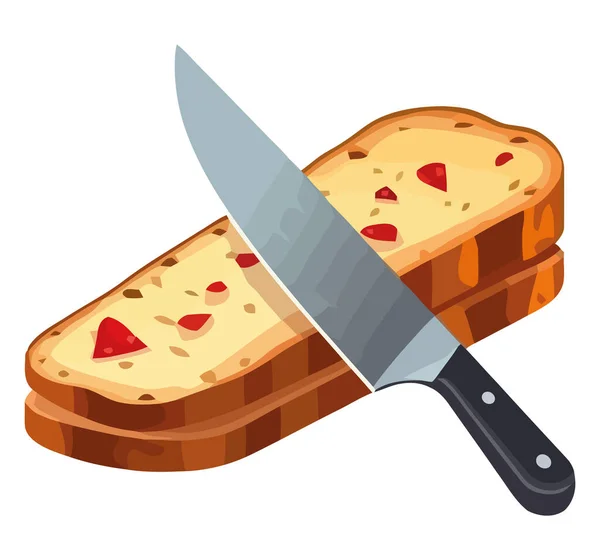 Γλυκό Ψωμί Και Μαχαίρι Πάνω Από Λευκό — Διανυσματικό Αρχείο