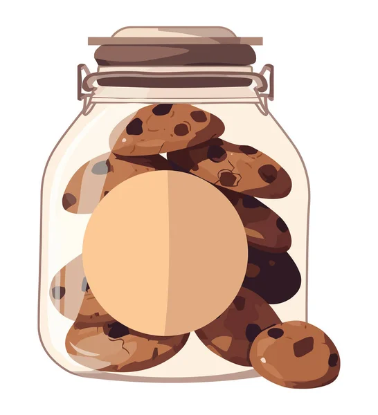Pot Biscuits Chocolat Gourmet Sur Blanc — Image vectorielle