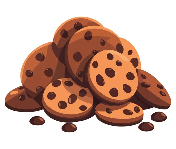 Çikolatalı Kurabiyeler Beyazın Üzerine Yığıldı — Stok Vektör