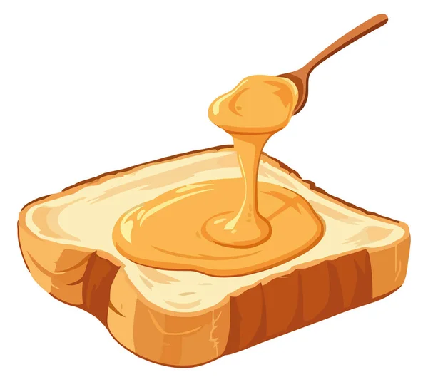 Ψωμί Μέλι Πάνω Από Λευκό — Διανυσματικό Αρχείο