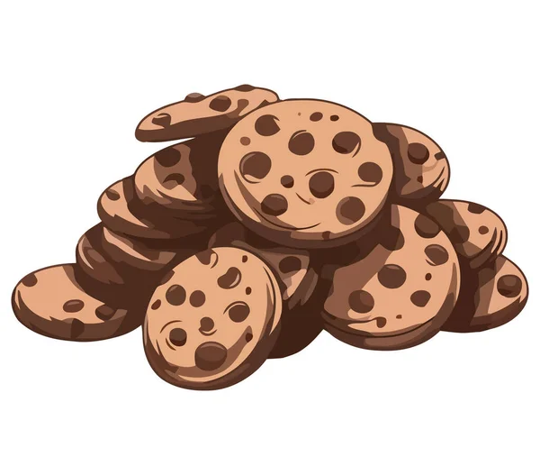 Biscuits Chocolat Pile Sur Blanc — Image vectorielle