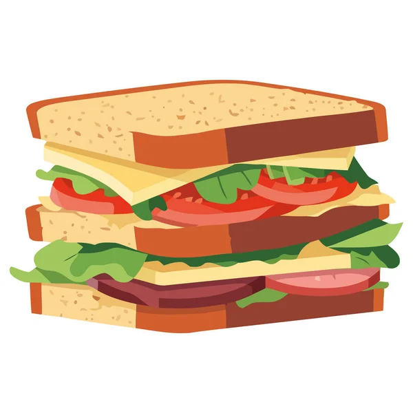 Gourmet Sandwich Mahlzeit Über Weiß — Stockvektor