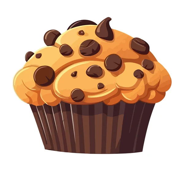 Söt Bakad Choklad Muffins Över Vit — Stock vektor