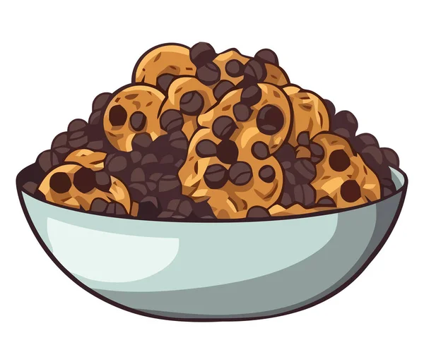 Bol Biscuits Chocolat Sur Blanc — Image vectorielle