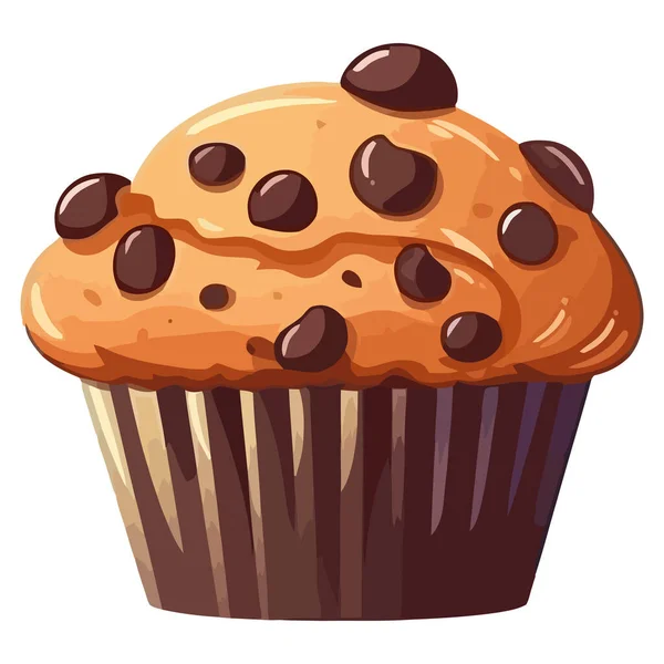Cupcake Mit Schokoladendekoration Über Weiß — Stockvektor