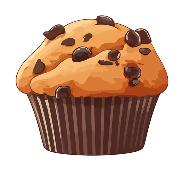 Gebakken Chocolade Cupcake Boven Wit — Stockvector
