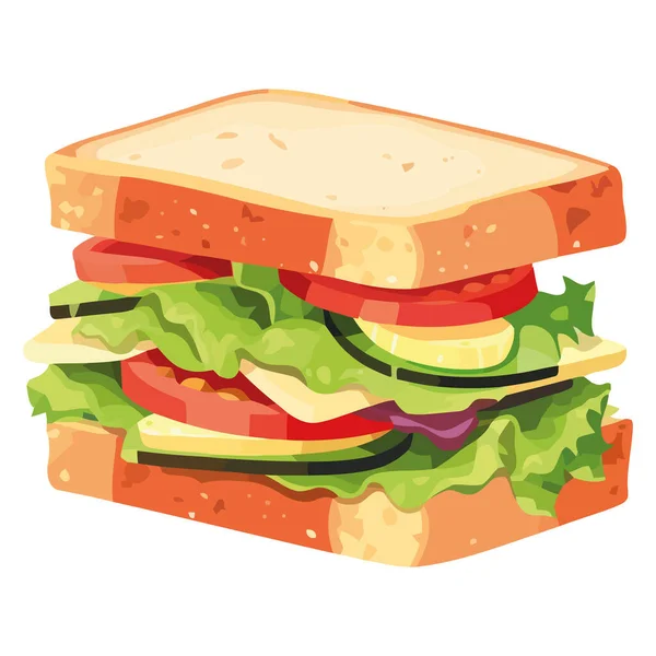 Desain Sandwich Gourmet Diatas Putih - Stok Vektor