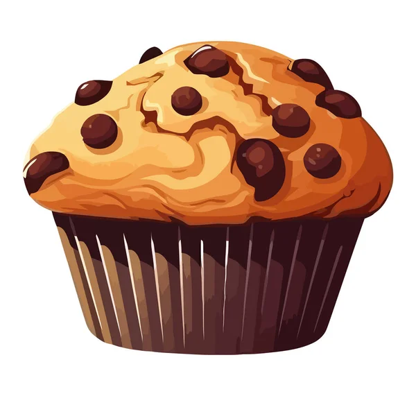 Niedliche Cupcake Mit Schokolade Dekoration Über Weiß — Stockvektor