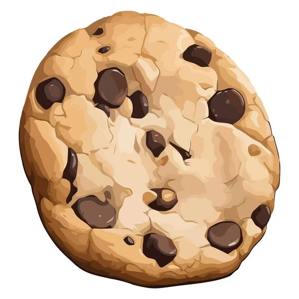 Cookie Aux Pépites Chocolat Fait Maison Sur Blanc — Image vectorielle