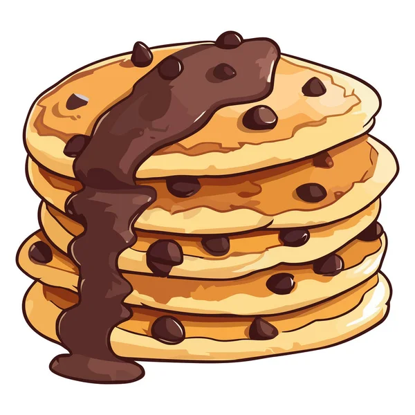 Stack Pancakes Chocolate Syrup White — Stock Vector