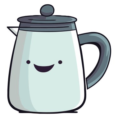 Beyazın üzerinde neşeli çaydanlık tasarımı