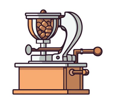 Metalik kahve öğütücüsü beyaz üzerine