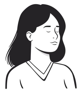 Beyaz üzerinde uzun kahverengi saçları olan güzel bir genç kadın.