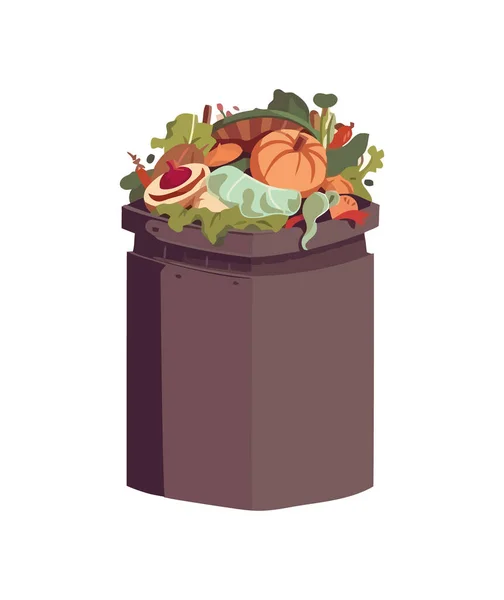 Ilustração Lixo Vegetais Sobre Branco — Vetor de Stock