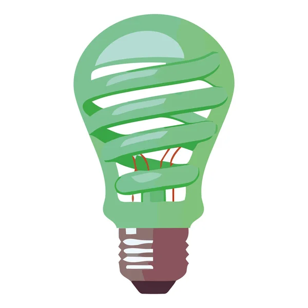 Projeto Lâmpada Luz Verde Sobre Branco — Vetor de Stock