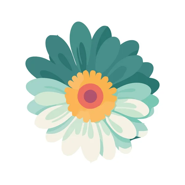 白い上に緑のデイジーの花 — ストックベクタ