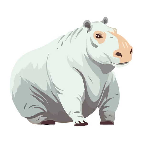 Cute Hippopotamus Design White — Vector de stock