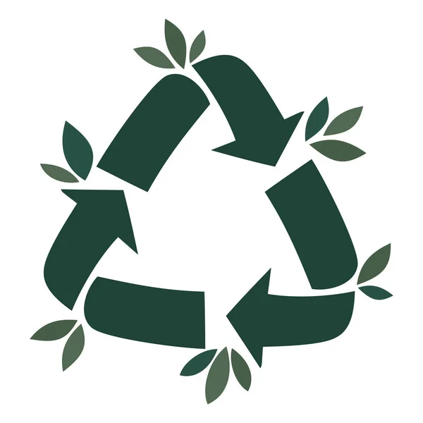 白の上に緑のリサイクルシンボル — ストックベクタ