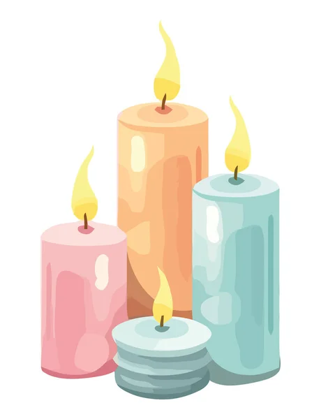 Burning Candles Illustration White — Stock Vector