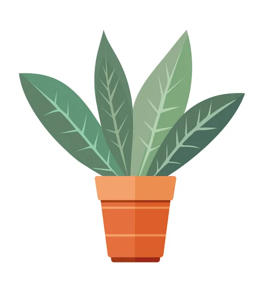 Grön Växt Blomkruka Över Vit — Stock vektor