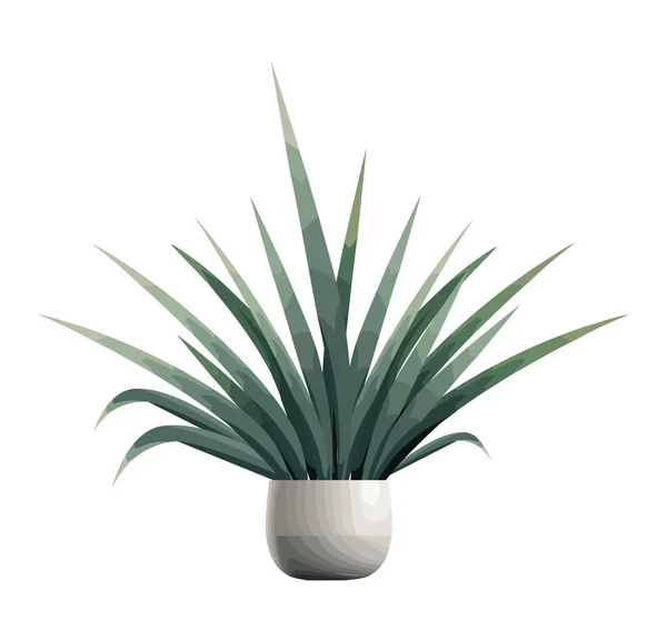 Grüne Blätter Weißer Vase Über Weißer — Stockvektor