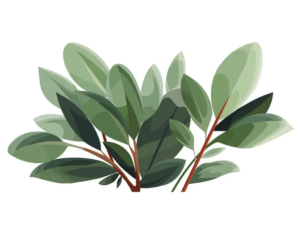 Fresh Green Leaves Design White — Stock Vector