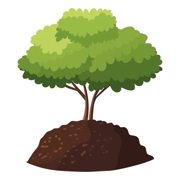 Grönt Träd Vektor Ilustration Över Vitt — Stock vektor