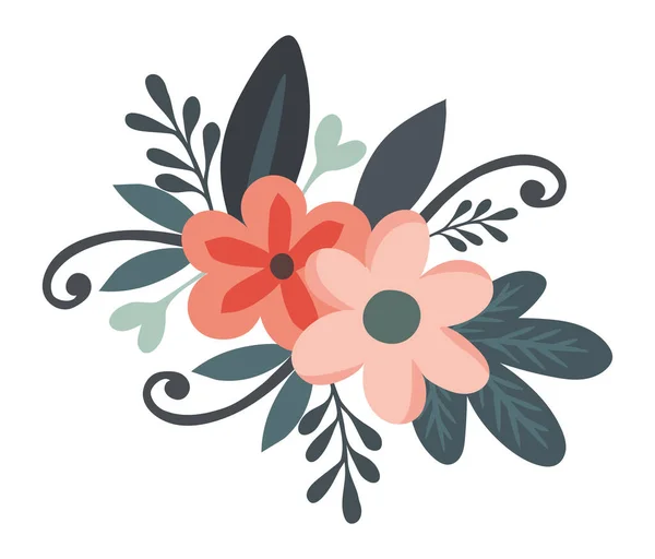 Романтичний Букет Свіжих Квітів Над Білим — стоковий вектор