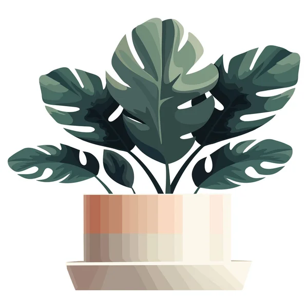 Feuilles Vertes Dans Pot Sur Blanc — Image vectorielle