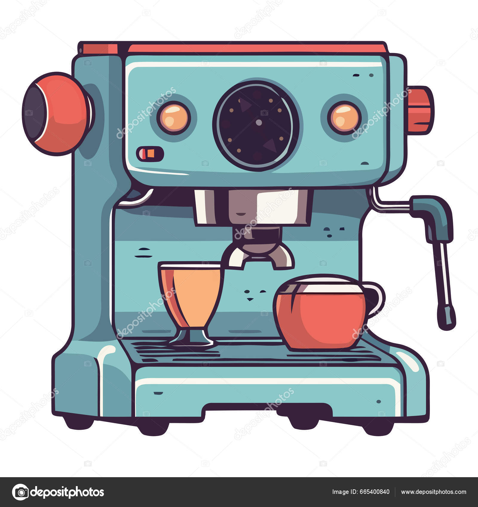 Cute Coffee Maker Serves Fresh Cappuccino White Stock Vector by  ©grgroupstock 665400840