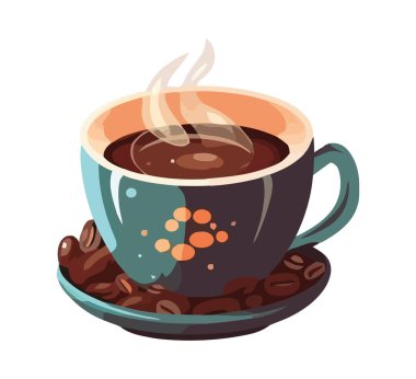 Coffee mug steaming over white clipart