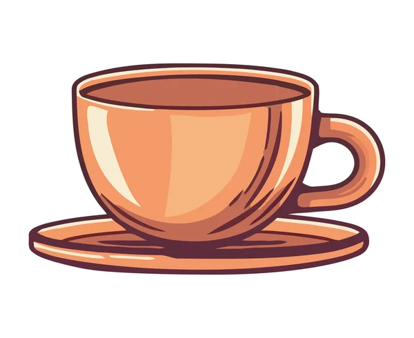 Κούπα Καφέ Πιατάκι Πάνω Από Λευκό — Διανυσματικό Αρχείο