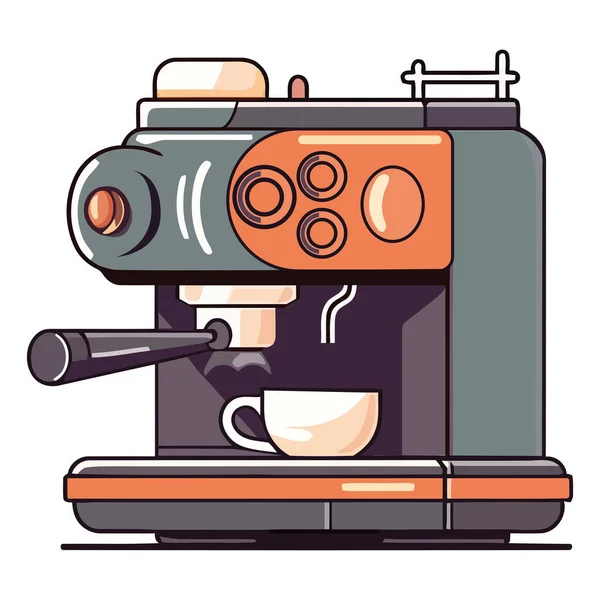 Koffiemachines Voor Het Maken Van Verse Cappuccino Boven Wit — Stockvector