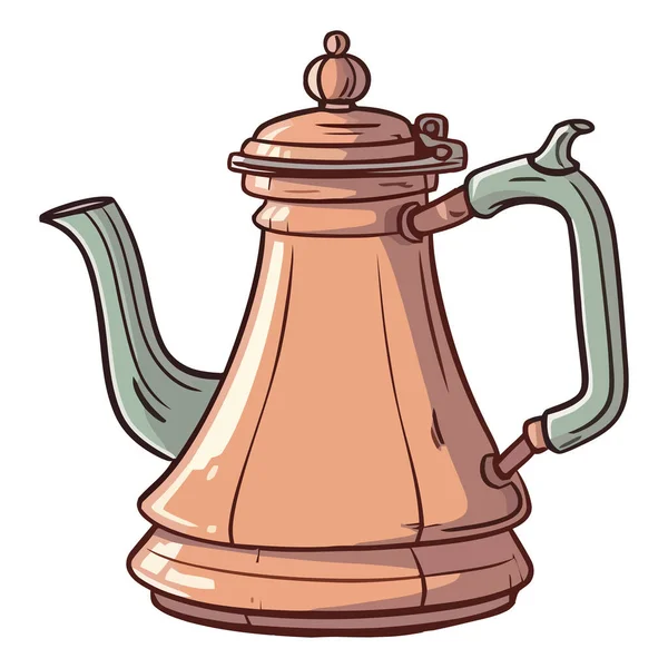Иллюстрация Металлического Чайника Поверх Белого — стоковый вектор