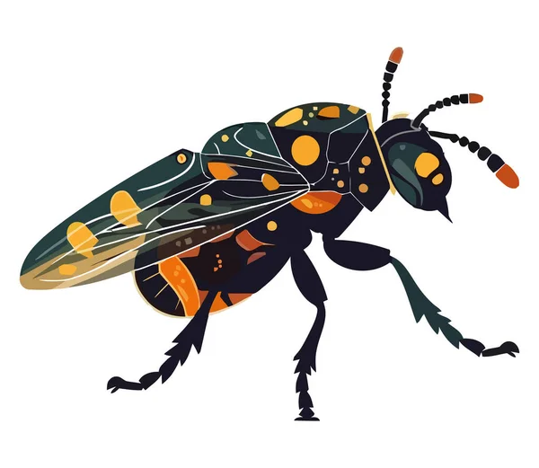 Маленькая Летающая Пчела Над Белым — стоковый вектор