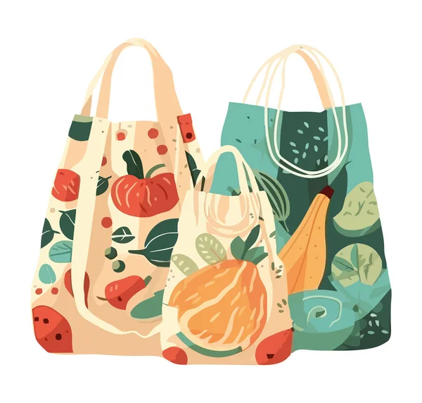 stock vector Shopping bags with fruit over white