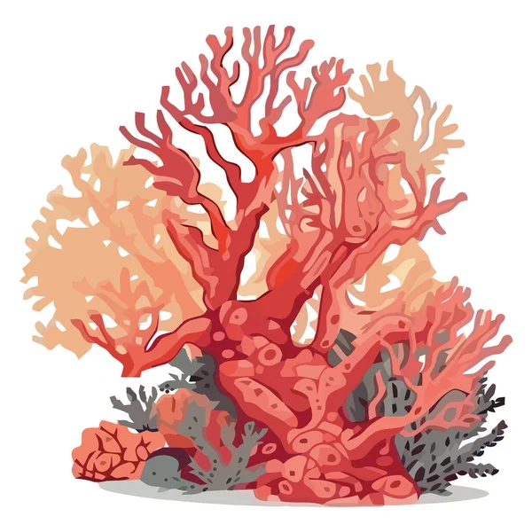 白の上の水中性サンゴ — ストックベクタ