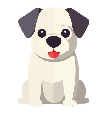 Beyaz üzerinde oturan şirin beyaz köpek yavrusu