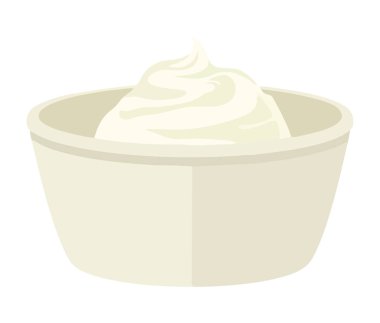 Beyazın üstünde taze yoğurt.