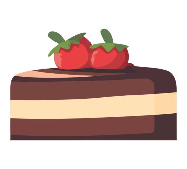 Tatlı turta ve çilekli tatlı beyaz üzerine