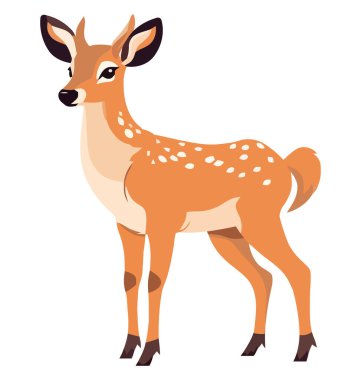 Beyaz üzerinde duran sevimli geyik tasarımı