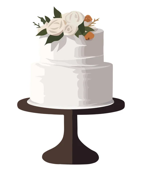 白のロマンチックなウェディングケーキ — ストックベクタ